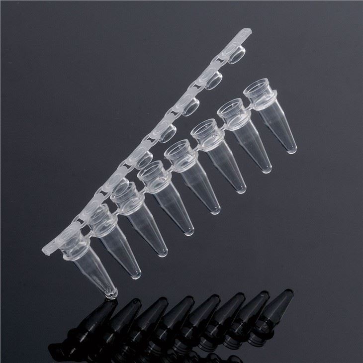 0.2ml 8 Strip PP Material PCR Tubes With Flat Cap For Laboratory Use